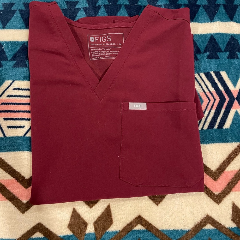 Figs Burgundy Scrub Top